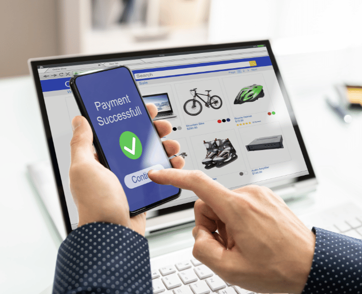 Unicorn Soft Labs Ecommerce payment in mobile and shopping in laptop